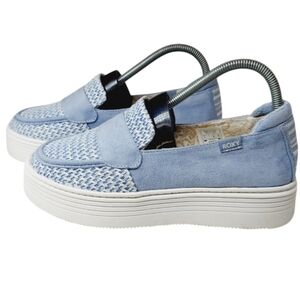 NWOT Roxy Sheilahh Platform Shoes Size 8 Pastel Blue Chunky Heel Moccasins